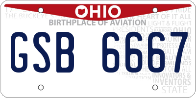 OH license plate GSB6667