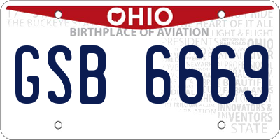 OH license plate GSB6669