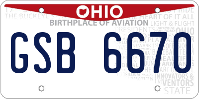 OH license plate GSB6670