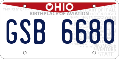 OH license plate GSB6680