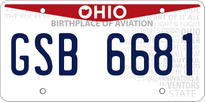 OH license plate GSB6681