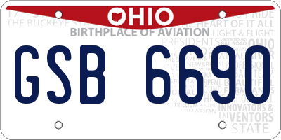 OH license plate GSB6690