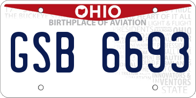 OH license plate GSB6693