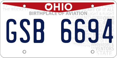 OH license plate GSB6694