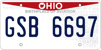 OH license plate GSB6697