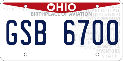 OH license plate GSB6700