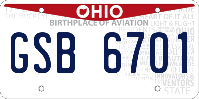 OH license plate GSB6701