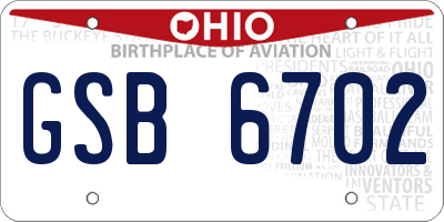 OH license plate GSB6702