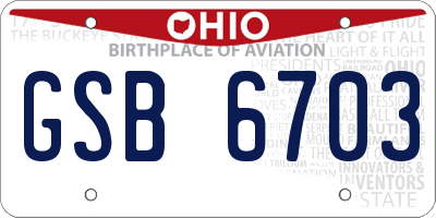 OH license plate GSB6703