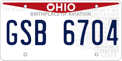 OH license plate GSB6704