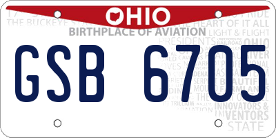 OH license plate GSB6705