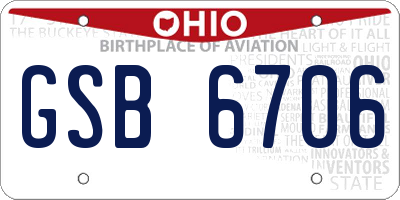 OH license plate GSB6706