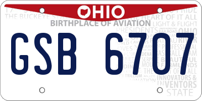 OH license plate GSB6707