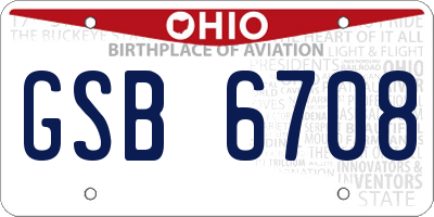 OH license plate GSB6708