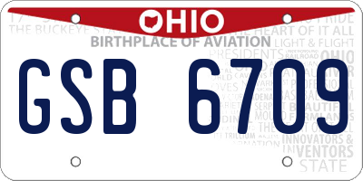 OH license plate GSB6709