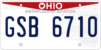 OH license plate GSB6710