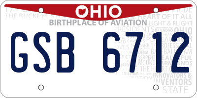 OH license plate GSB6712