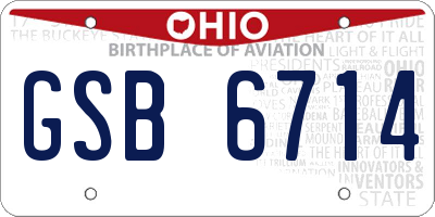 OH license plate GSB6714