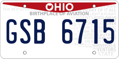 OH license plate GSB6715