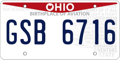 OH license plate GSB6716