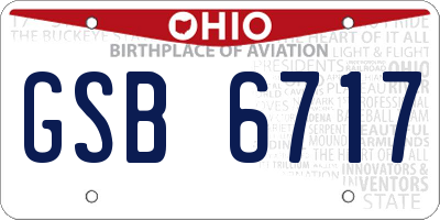 OH license plate GSB6717