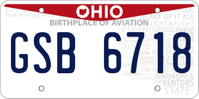 OH license plate GSB6718