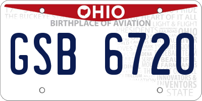 OH license plate GSB6720