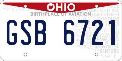 OH license plate GSB6721