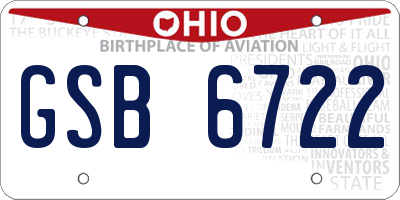 OH license plate GSB6722