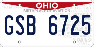 OH license plate GSB6725