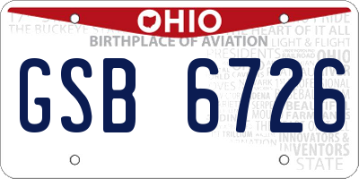 OH license plate GSB6726