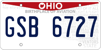 OH license plate GSB6727