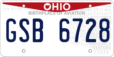 OH license plate GSB6728