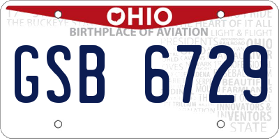 OH license plate GSB6729