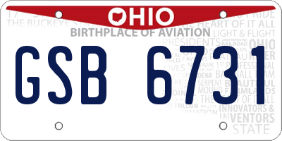 OH license plate GSB6731