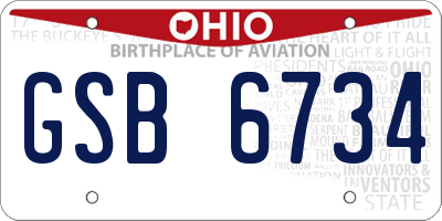 OH license plate GSB6734