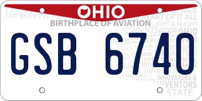 OH license plate GSB6740