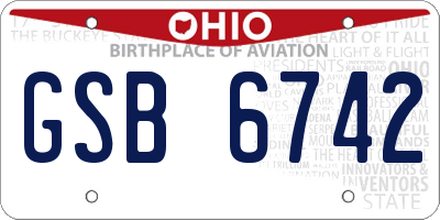 OH license plate GSB6742