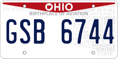 OH license plate GSB6744