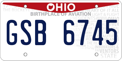 OH license plate GSB6745