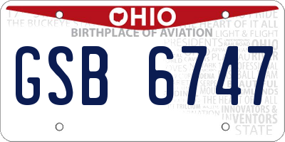 OH license plate GSB6747