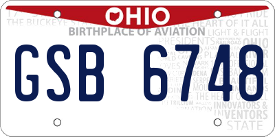 OH license plate GSB6748