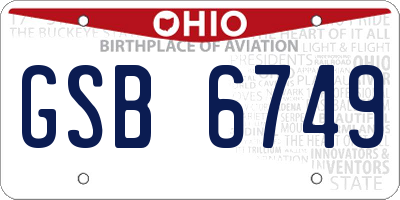 OH license plate GSB6749