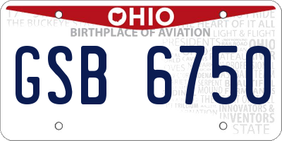 OH license plate GSB6750