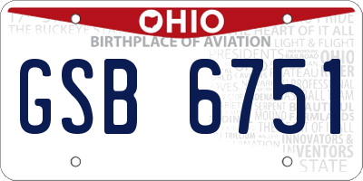 OH license plate GSB6751