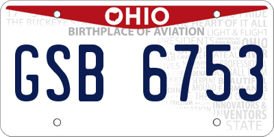 OH license plate GSB6753