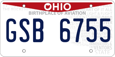 OH license plate GSB6755