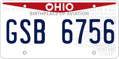 OH license plate GSB6756