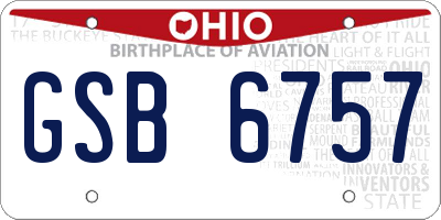 OH license plate GSB6757