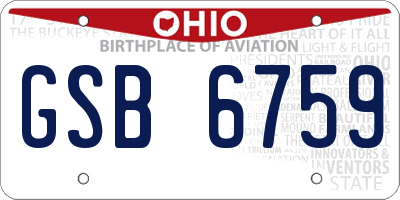 OH license plate GSB6759